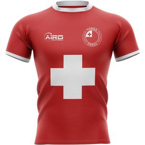 2022-2023 Tonga Flag Concept Rugby Shirt - Adult Long Sleeve