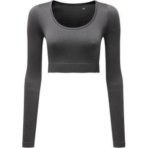 TriDri Dames/Dames Ribbed Naadloos 3D Crop Top (L) (Houtskool)