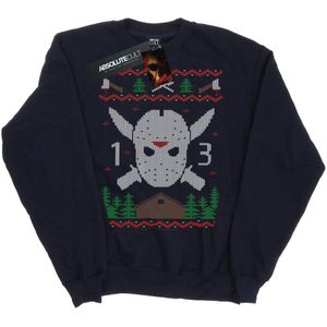 Friday 13th Kerst Fair Isle Sweatshirt Heren (XXL) (Marineblauw)