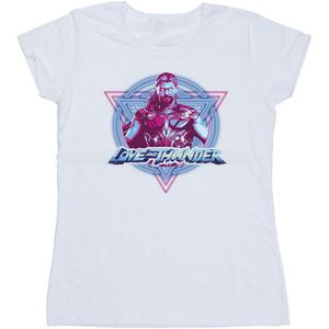 Marvel Dames/Dames Thor Love And Thunder Neon Badge Katoenen T-Shirt (L) (Wit)