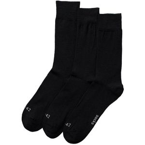 Apollo - Merino Wolllen sokken - Unisex - Antipress - Zwart - 3-Pak - Maat 35/38 - Diabetes sokken - Sokken zonder elastiek - Naadloze sokken