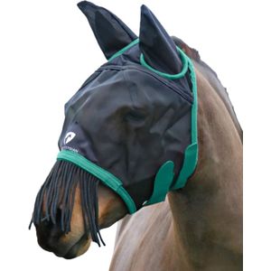 Hy Vliegenmasker van gaas voor paarden, met oren en neusrand (Kleines Pony) (Zwart/Teal)