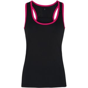 Tri Dri Dames/Dames Panelled Fitness Sleeveless Vest (M) (Zwart / Heet Roze)