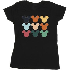 Disney Dames/Dames Mickey Mouse Hoofden Vierkant Katoenen T-Shirt (XL) (Zwart)