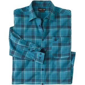 Atlas For Men Heren Geruit Flanellen Overhemd (3XL) (Blauw)