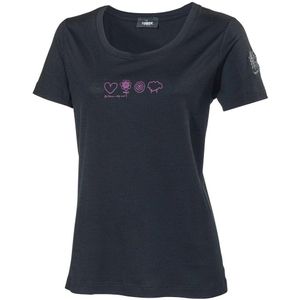 Ivanhoe t-shirt Meja Symbols voor dames - 100% merino wol - Zwart