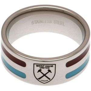 West Ham United FC Gekleurde Ring met Strepen (Large) (Zilver)