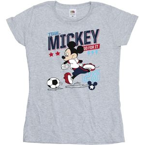 Disney Dames/Dames Mickey Mouse Team Mickey Voetbal Katoenen T-Shirt (XL) (Sportgrijs)