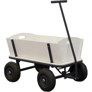 SUNNY Billy Beach Wagon / Bolderkar van blank hout | Bolderwagen met luchtbanden in antraciet | 94 x 61 x 97 cm