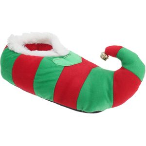 Volwassenen Unisex Gestreepte Elf Design Novelty Christmas Slippers (36/37 EU) (Rood/Groen)