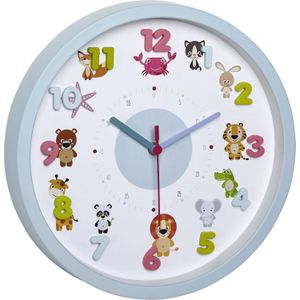 Wandklok voor kinderen, stil, met dieren en 3D-cijfers, TFA Little Animals 60.3051.14