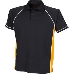 Finden & Hales Kinderen Unisex Piped Performance Sport Polo Shirt (7-8 Jahre) (Zwart / Amber / Wit)