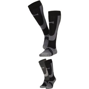 Xtreme - Skisokken Unisex - 4-Pack - Zwart - Maat 45/47 - Skisokken dames - Skisokken heren