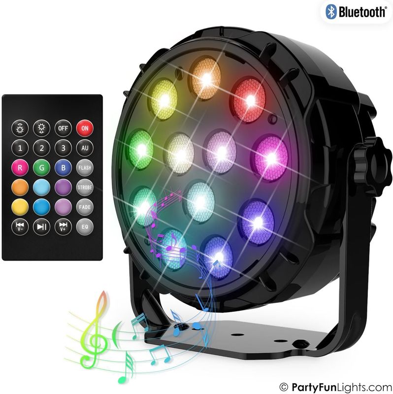 PartyFunLights - 12 LED - PAR - Disco Lamp - Party Speaker - met afstandsbediening