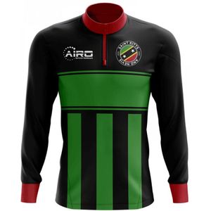 Saint Kitts and Nevis Concept Football Half Zip Midlayer Top (Black-Green)