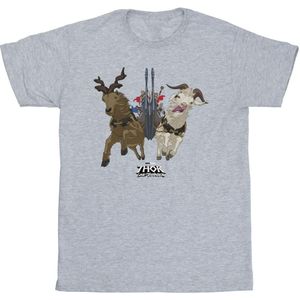 Marvel Jongens Thor Liefde en Donder Vikingschip T-Shirt (128) (Sportgrijs)