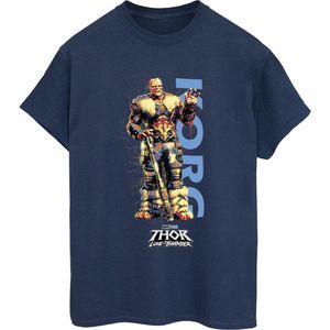 Marvel Dames/Dames Thor Love And Thunder Korg Wave Katoenen Vriendje T-shirt (3XL) (Marineblauw)