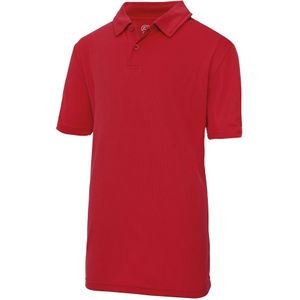 Just Cool Kinder Unisex Sport Polo Plain Shirt (Pakket van 2) (3-4 Jahre) (Vuurrood)
