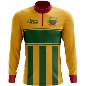 Lithuania Concept Football Half Zip Midlayer Top (Yellow-Green)