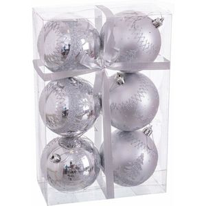 Kerstballen Zilver Plastic Herten 8 x 8 x 8 cm (6 Stuks)