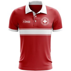 Switzerland Concept Stripe Polo Shirt (Red)