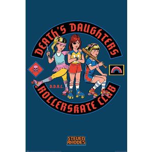 Steven Rhodes Death´s Daughters Rolschaats Club Print (40 cm x 30 cm) (Marine/Multikleurig)