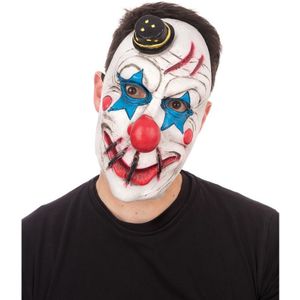Bristol Novelty Unisex Volwassenen Top Hat Horror Clown Gezicht Halloween Masker  (Wit/blauw/rood)