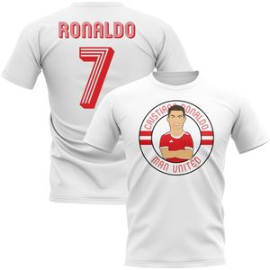 Cristiano Ronaldo Man United Illustration T-Shirt (White)