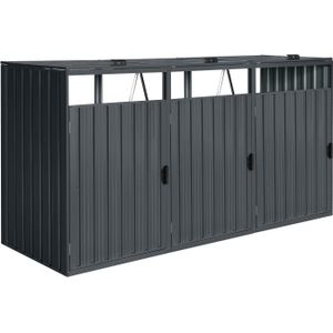 AXI Owen Containerombouw van Metaal Antraciet | Kliko ombouw voor 3 containers - Max. 240 - 720L | Container Ombouw met Uitstekende Ventilatie
