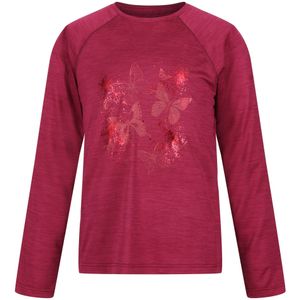 Regatta Burnlee Childrens/Kids Vlinders Marl T-shirt met lange mouwen (128) (Rumba-rood)