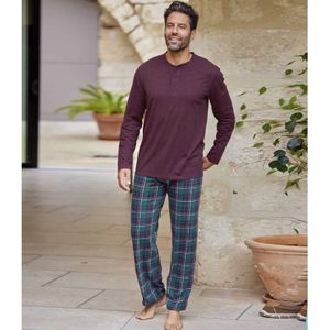 Atlas For Men Geruite Jersey Lange Pyjama Set Heren (XXL) (Pruim)
