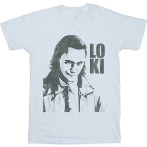 Marvel Heren Loki Hoofd Poster T-shirt (3XL) (Wit)