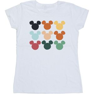 Disney Dames/Dames Mickey Mouse Hoofden Vierkant Katoenen T-Shirt (L) (Wit)