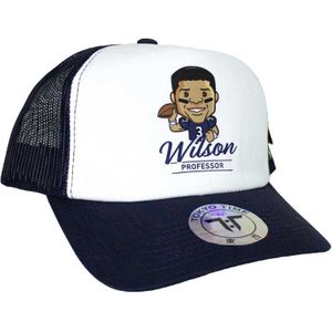 Tokyo Time Unisex volwassen Russell Wilson NFLPA Mesh Back Baseball Cap  (Wit/Zwaar Blauw)