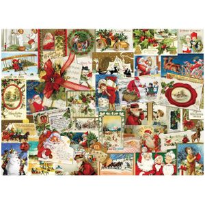 Puzzel Eurographics - Vintage kerstkaarten, 1000 stukjes