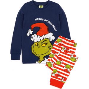 The Grinch Kinder/Kinder slanke Kerstmis Lange Pyjama Set (128) (Blauw/rood/wit)