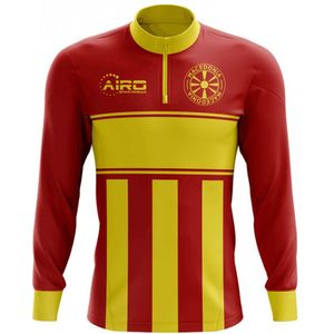 Macedonia Concept Football Half Zip Midlayer Top (Red-Yellow)