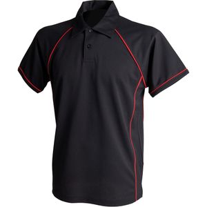 Finden & Hales Kinderen Unisex Piped Performance Sport Polo Shirt (7-8 Jahre) (Zwart/Rood)