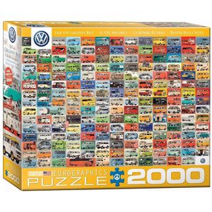 Puzzel Eurographics - Volkswagen Groovy Bus Collage, 2000 stukjes