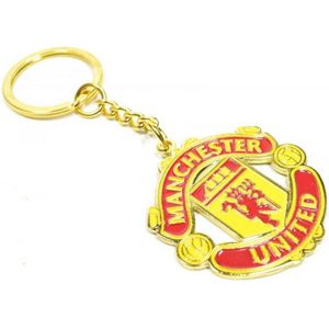 Manchester United FC Officiële Voetbal Crest Sleutelhanger  (Rood/Geel)