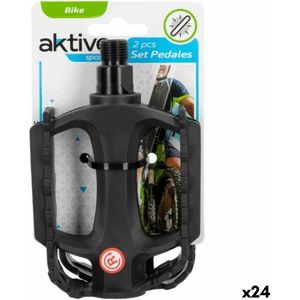 Pedalen Aktive 11 x 3 x 8 cm Fiets 2 Onderdelen Zwart 24 Stuks