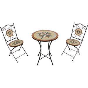 AXI Amélie 3-delige Mozaïek Bistroset Windroos Multikleur | Bistro Set met tafel & 2 stoelen | Balkonset van metaal & Mozaïek design