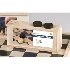 Longfield Games Damstenen 35 mm - Grote geperste stenen - Geschikt voor alle leeftijden - Inclusief houten kist