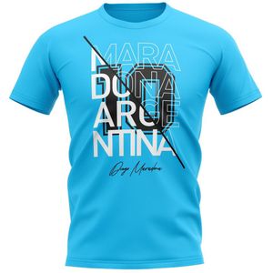 Diego Maradona Argentina Graphic Signature T-Shirt (Sky Blue)