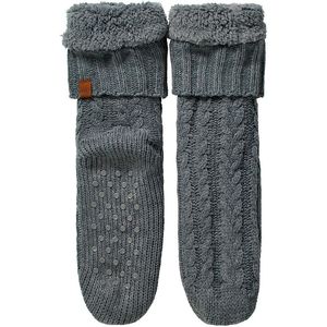 Apollo - Huissokken heren met vacht - Anti slip - Midden Grijs - One size - Fluffy sokken - Slofsokken - Huissokken anti slip - Huisokken - Warme sokken heren