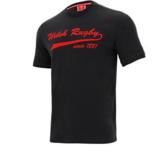 Sportshirt - Zwart - Katoen - Welsh Rugby Print