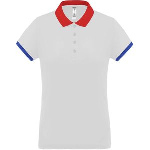 Proact - Damessportpolo - Wit/Rood/Royal Blauw - Korte Mouwen