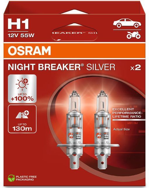 Osram - Night Breaker Silver - Halogeenlamp - 12V - 55W - 2 Stuks