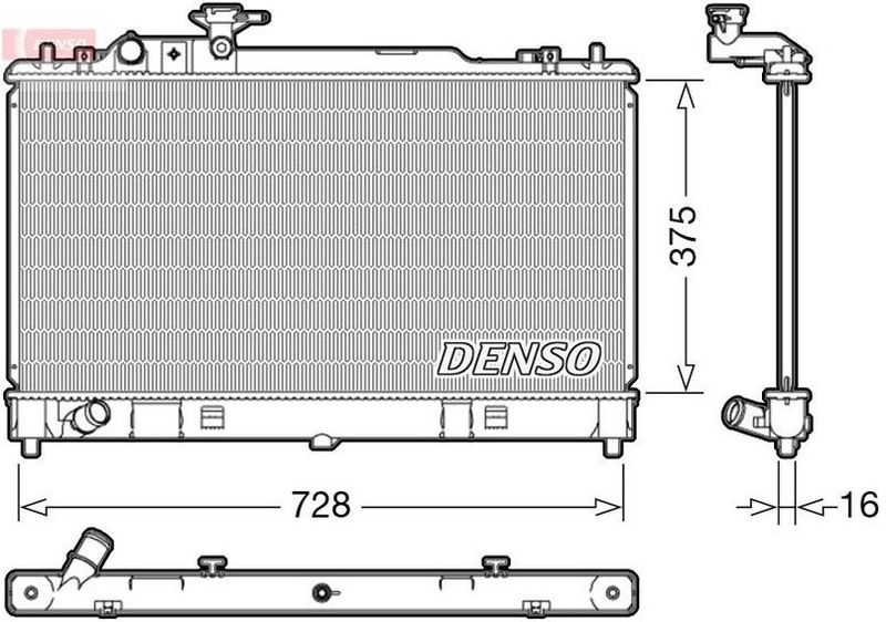 Mazda - Denso Drm44033 - Radiateur - Netlengte 375 mm - Netbreedte 752 mm - Netdiepte 16 mm