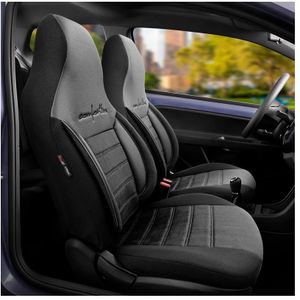 Universele Velours/Stoffen Citybug Stoelhoezenset Comfortline Zwart/Grijs - 9-Delig  Citroen, Nissan, Peugeot, Seat, Skoda, Smart, Suzuki, Toyota, Volkswagen Otom Ot Ctycmf209